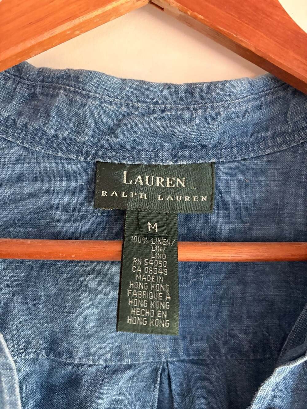 Vintage 90s Y2K Lauren Ralph Lauren Women's Blue 100% Linen Long Sleeve Button-U - Picture 4 of 7